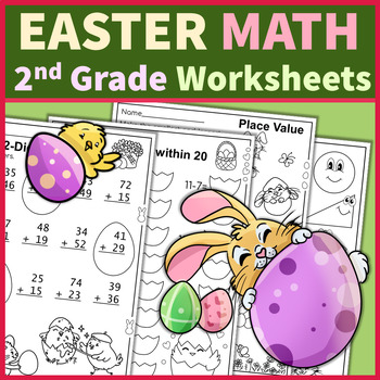 Preview of Easter 2nd Grade No Prep Printables | Math Worksheets