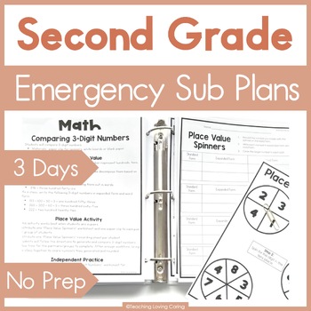 Preview of Second Grade Emergency Sub Plans for Sub Binder or Sub Tub
