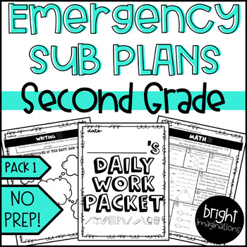 Preview of 2nd Grade Emergency Sub Plans | Print and Go | No Prep Sub Plans for 2nd Grade