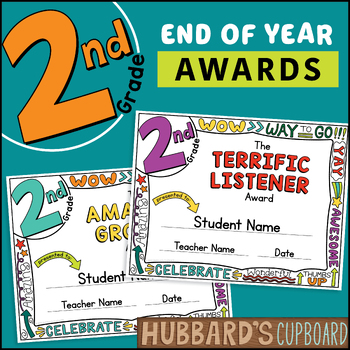 Preview of Editable Auto-Fill 2nd Grade End of Year Award Certificates - Classroom Student