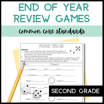 Preview of 2nd Grade End of Year Review Math Games - 30 Partner Games