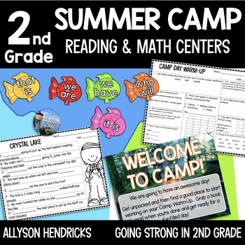 Preview of 2nd Grade End of Year Summer Camp Math and ELA Centers