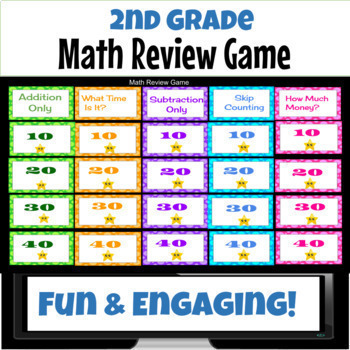Preview of 2nd Grade End of the Year Math Review Game 3rd Grade Back School Game