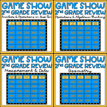 Preview of 2nd Grade Math Review Game Show Bundle 3rd Grade First Week of School Activity