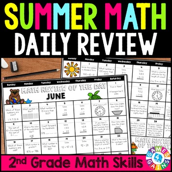 Preview of End of the Year 2nd Grade Math Review Packet - Summer Math Problem of the Day