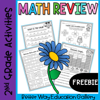 Preview of 2nd Grade End of the Year Math Review Summer Pack