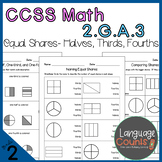 2nd Grade, Equal Shares: Halves, Thirds, Fourths- No Prep 