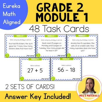 Preview of 2nd Grade Eureka Math Center Activity Task Cards | Module 1 | Sums & Differences