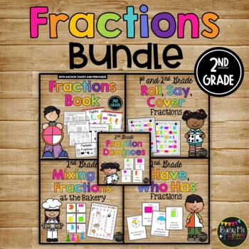 Preview of Fractions Activities Bundle l Book l Games l Center Activities l 2nd Grade