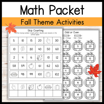 Preview of 2nd Grade Fall Math Packet | NO PREP