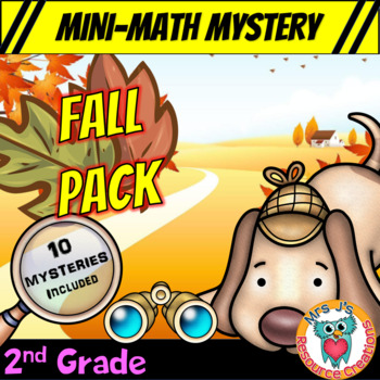 Preview of 2nd Grade Fall Packet of Mini Math Mysteries (Printable & Digital Worksheets)