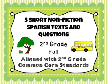 Preview of 5 Short Non-Fiction Spanish Texts with Common Core Aligned Questions {Fall}