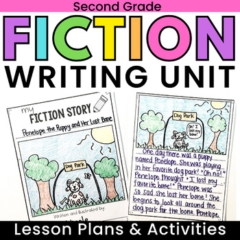 Preview of 2nd Grade Fiction Narrative Writing Unit, Writing Prompts and Graphic Organizers
