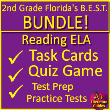 Preview of 2nd Grade Florida BEST BUNDLE Test Prep ELA Reading Cards, Game Tests FAST