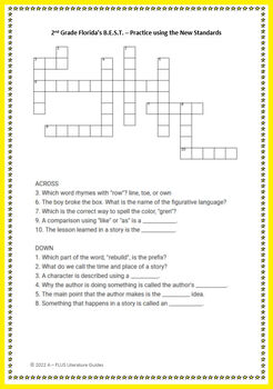2nd Grade Florida #39 s B E S T Crossword Puzzle to Review the New