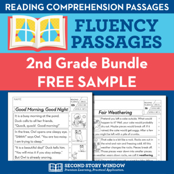 Preview of 2nd Grade Fluency Homework Sampler (FREE) Reading Comprehension Passages