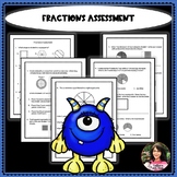 2nd Grade Fractions Review | NO PREP Assessment Worksheets