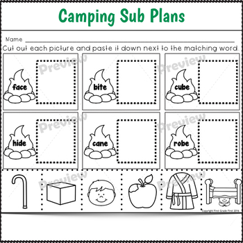 camping theme activities for 2nd grade sub plans by first grade first