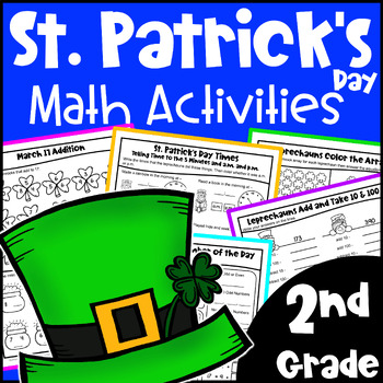 Preview of 2nd Grade Fun St. Patrick's Day Math Activities Worksheets: Printable & Digital