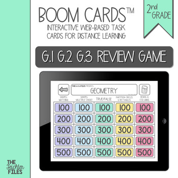 Preview of 2nd Grade G.1 G.2 G.3 Geometry Jeopardy Game BOOM CARDS