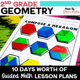 2nd Grade Geometry Guided Math Unit w/ 2d and 3d Shapes Po