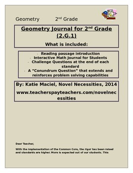 Preview of 2nd Grade Geometry Interactive Student Journal