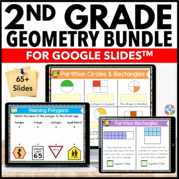 Preview of 2D & 3D Shapes Worksheets Partition Into Equal Parts Geometry Activity 2nd Grade