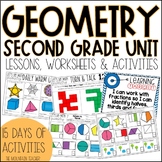 2nd Grade Geometry Unit - 2D and 3D Shapes, Fractions, Are