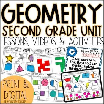 Preview of 2nd Grade Geometry Worksheets, Lesson Plans & Activities with Videos