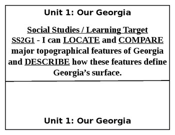 Preview of 2nd Grade Georgia History Learning Targets