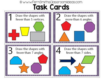 2nd grade go math 115 sort two dimensional shapes task cards tpt