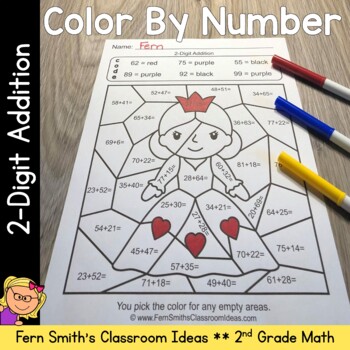 2nd grade math 2 digit addition color by number by fern smith s classroom ideas