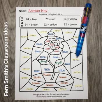 2nd Grade Go Math 4.7 Practice 2-Digit Addition Color By Number | TpT