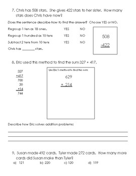 2nd Grade Go Math Chapter 6 Practice Test with Answer Sheet by Mrs