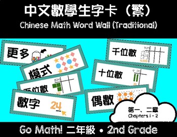 Preview of 2nd Grade Go Math! Vocabulary Cards - Chapter 1 & 2 (Chinese Traditional)