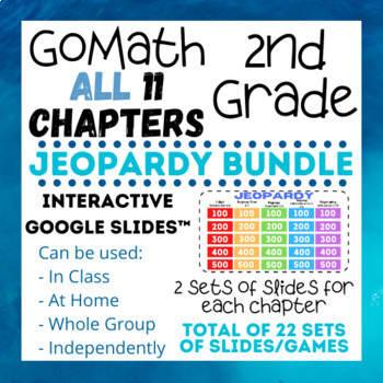 Preview of 2nd Grade GoMath *ALL Chapters* - Jeopardy Games - BUNDLE (Google Slides)