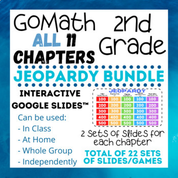 Preview of 2nd Grade GoMath *ALL Chapters* *2015ed- Jeopardy Games - BUNDLE (Google Slides)