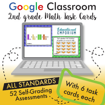 Preview of Google Math Task Cards Bundle ⭐2nd Grade Distance Learning⭐ AUTOMATICALLY GRADED