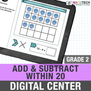 Preview of 2nd Grade Google Slides Activities - Add and Subtract within 20 Math Center