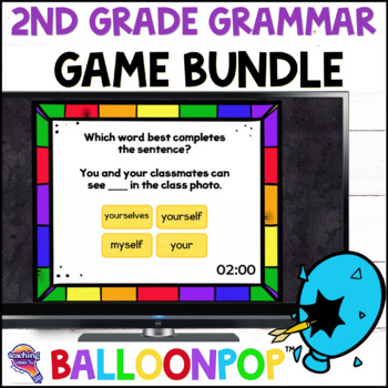 Preview of 2nd Grade Grammar Digital Review Games Year-Long BUNDLE - BalloonPop™