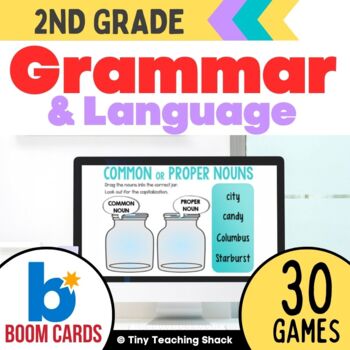 Preview of 2nd Grade Grammar Games Boom Cards - Parts of Speech, Types of Sentences, etc.