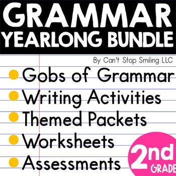 Preview of Grammar 2nd Grade Yearlong Bundle ~ Assessments, Printables Lessons Activities