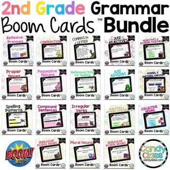 Preview of 2nd Grade Grammar Practice Review Games Boom Cards Digital Literacy Activities