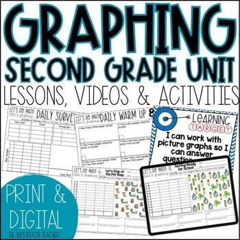 Preview of Digital 2nd Grade Data and Graphing Unit - Bar Graphs, Pictographs & Line Plots