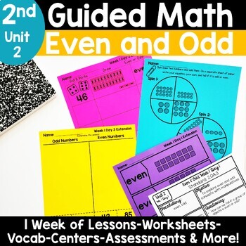 Preview of 2nd Grade Even and Odd Numbers Worksheets Activities Centers Lessons 2.OA.3