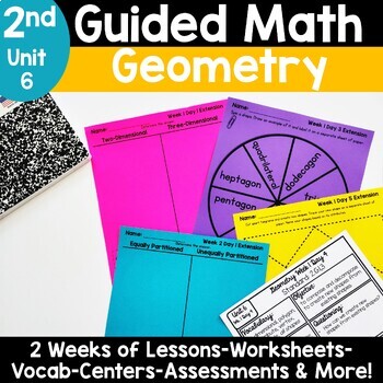 Preview of 2nd Grade Geometry 2D and 3D Shapes Activities Worksheets 2.G.1 2.G.3