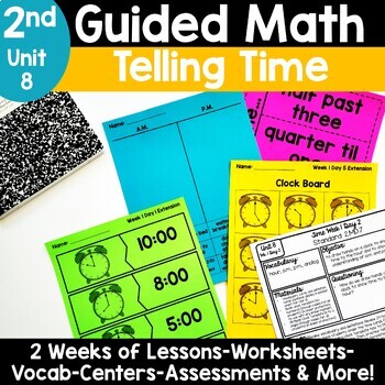 Preview of 2nd Grade Telling Time to the Nearest 5 Minutes 2.MD.7 Worksheets Activities