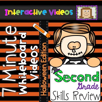 Preview of 2nd Grade Halloween 7 Minute Whiteboard Videos - Second Grade Math ELA Review