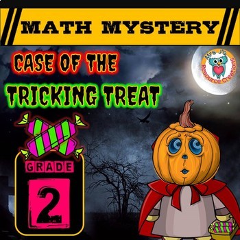 Preview of 2nd Grade Halloween Activity : Halloween Math Mystery Game - Tricking Treat
