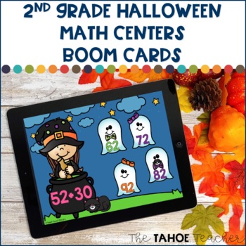 Preview of 2nd Grade Halloween Math Boom Cards | Digital Math Centers